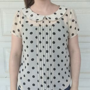 Polka dot collared top